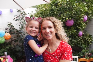 Lily and me at Lily's 5th birthday party, with our orange tree in the background...our orange tree that was soon to lead to our Marmalade Project.